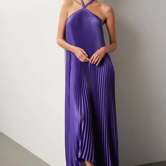 L'Idee Purple High Neck Pleated Maxi Dress - Picture 1 of 1